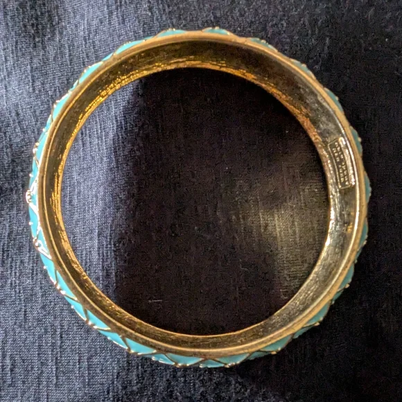 Kate Spade Cape Cod Mariner Blue Bangle Bracelet Gold Tone 8' - Picture 5 of 5